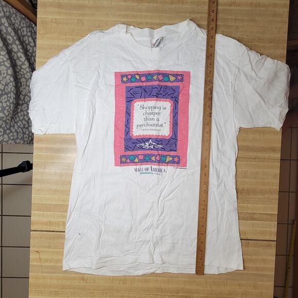 Vintage Hanes Women's Large Mall of America Graphic T-Shirt White Short Sleeve - Picture 4 of 7